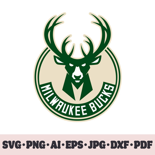 Milwaukee Bucks basketball team SVG Cricut cut file. PNG Clipart. Silhouette sublimation print. Sports fan image Ai, EPS, JPG, DXF, PDF.