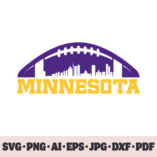 Minnesota Vikings football team SVG Cricut cut file. Rugby PNG Clipart. Silhouette sublimation print. Sports fan image Ai, EPS, JPG, DXF, PDF.