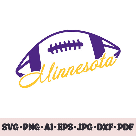 Minnesota Vikings football team SVG Cricut cut file. Rugby PNG Clipart. Silhouette sublimation print. Sports fan image Ai, EPS, JPG, DXF, PDF.