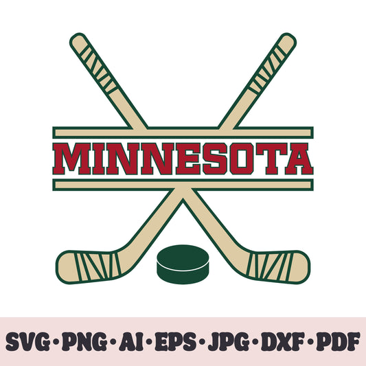 Minnesota Wild hockey team SVG Cricut cut file. Hockey on ice PNG Clipart. Silhouette sublimation print. Sports fan image Ai, EPS, JPG, DXF, PDF.