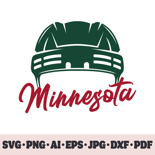 Minnesota Wild hockey team SVG Cricut cut file. Hockey on ice PNG Clipart. Silhouette sublimation print. Sports fan image Ai, EPS, JPG, DXF, PDF.