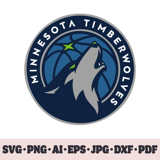 Minnesota Timberwolves basketball team SVG Cricut cut file. PNG Clipart. Silhouette sublimation print. Sports fan image Ai, EPS, JPG, DXF, PDF.