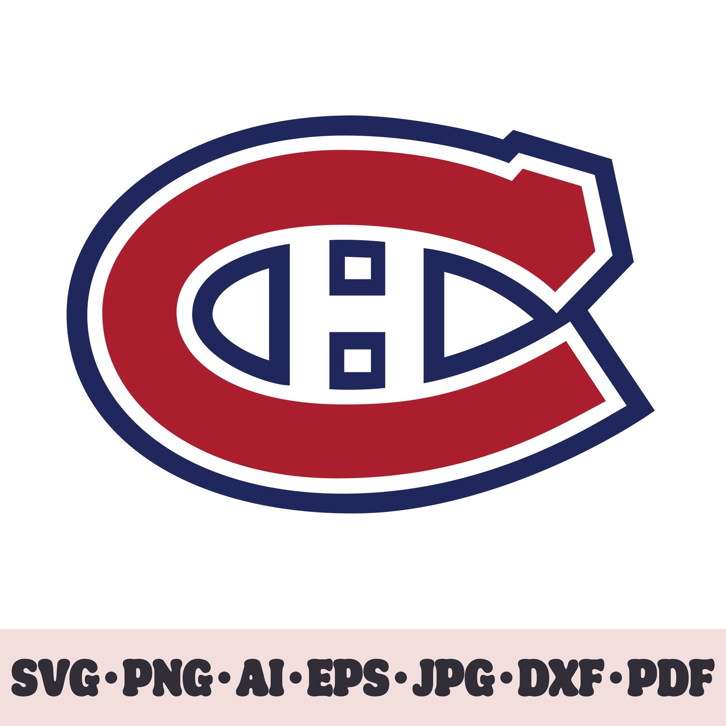 Montreal Canadiens hockey team SVG Cricut cut file. Hockey on ice PNG Clipart. Silhouette sublimation print. Sports fan image Ai, EPS, JPG, DXF, PDF. Logotype.