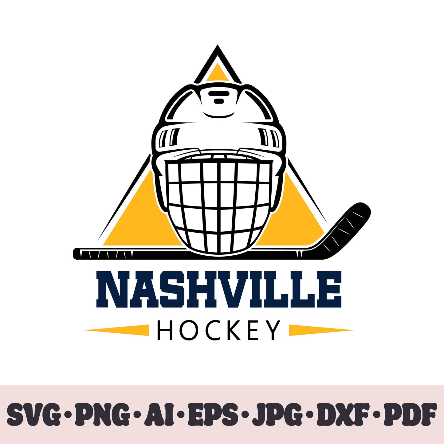 Nashville Predators hockey team SVG Cricut cut file. Hockey on ice PNG Clipart. Silhouette sublimation print. Sports fan image Ai, EPS, JPG, DXF, PDF.