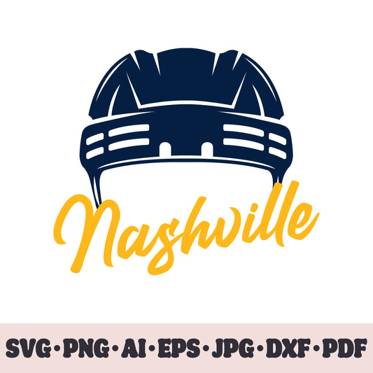 Nashville Predators hockey team SVG Cricut cut file. Hockey on ice PNG Clipart. Silhouette sublimation print. Sports fan image Ai, EPS, JPG, DXF, PDF.