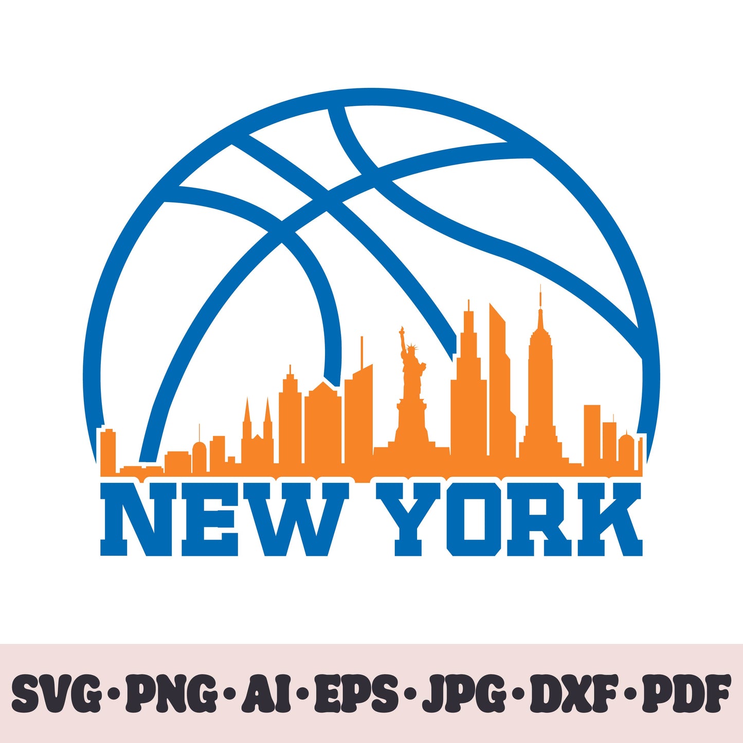 New York Knicks basketball team SVG Cricut cut file. PNG Clipart. Silhouette sublimation print. Sports fan image Ai, EPS, JPG, DXF, PDF.