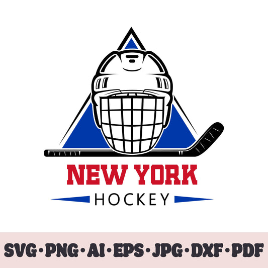 New York Rangers hockey team SVG Cricut cut file. Hockey on ice PNG Clipart. Silhouette sublimation print. Sports fan image Ai, EPS, JPG, DXF, PDF.