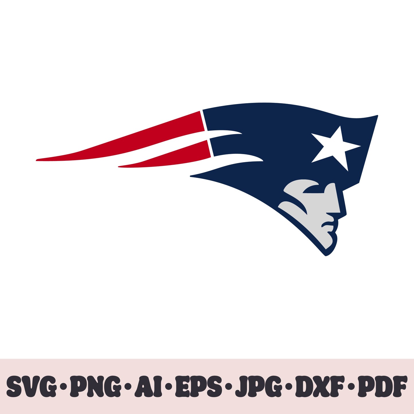 New England Patriots football team SVG Cricut cut file. Rugby PNG Clipart. Silhouette sublimation print. Sports fan image Ai, EPS, JPG, DXF, PDF. Logotype.