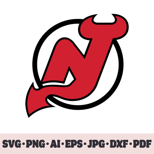 New Jersey Devils hockey team SVG Cricut cut file. Hockey on ice PNG Clipart. Silhouette sublimation print. Sports fan image Ai, EPS, JPG, DXF, PDF. Logotype.