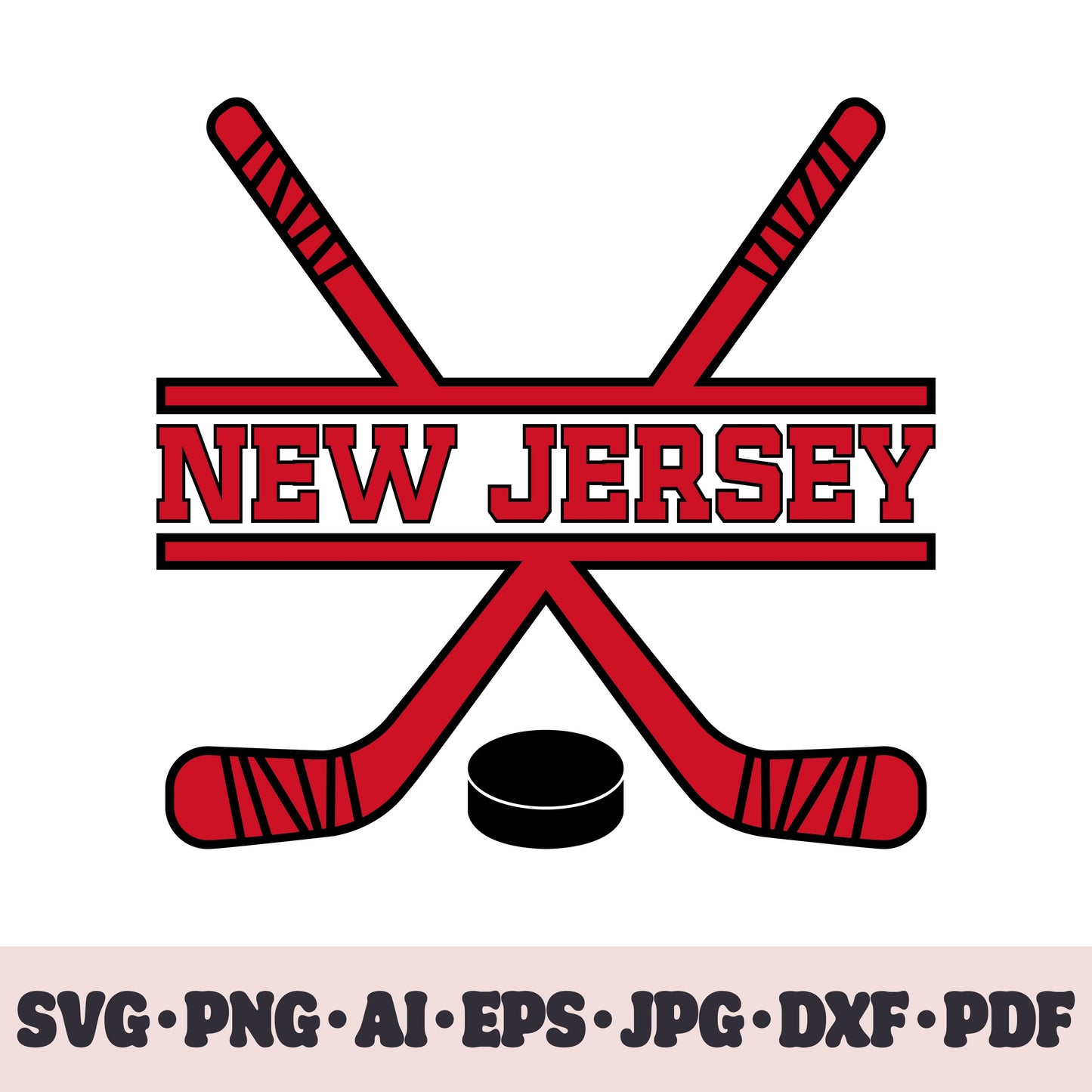 New Jersey Devils hockey team SVG Cricut cut file. Hockey on ice PNG Clipart. Silhouette sublimation print. Sports fan image Ai, EPS, JPG, DXF, PDF.