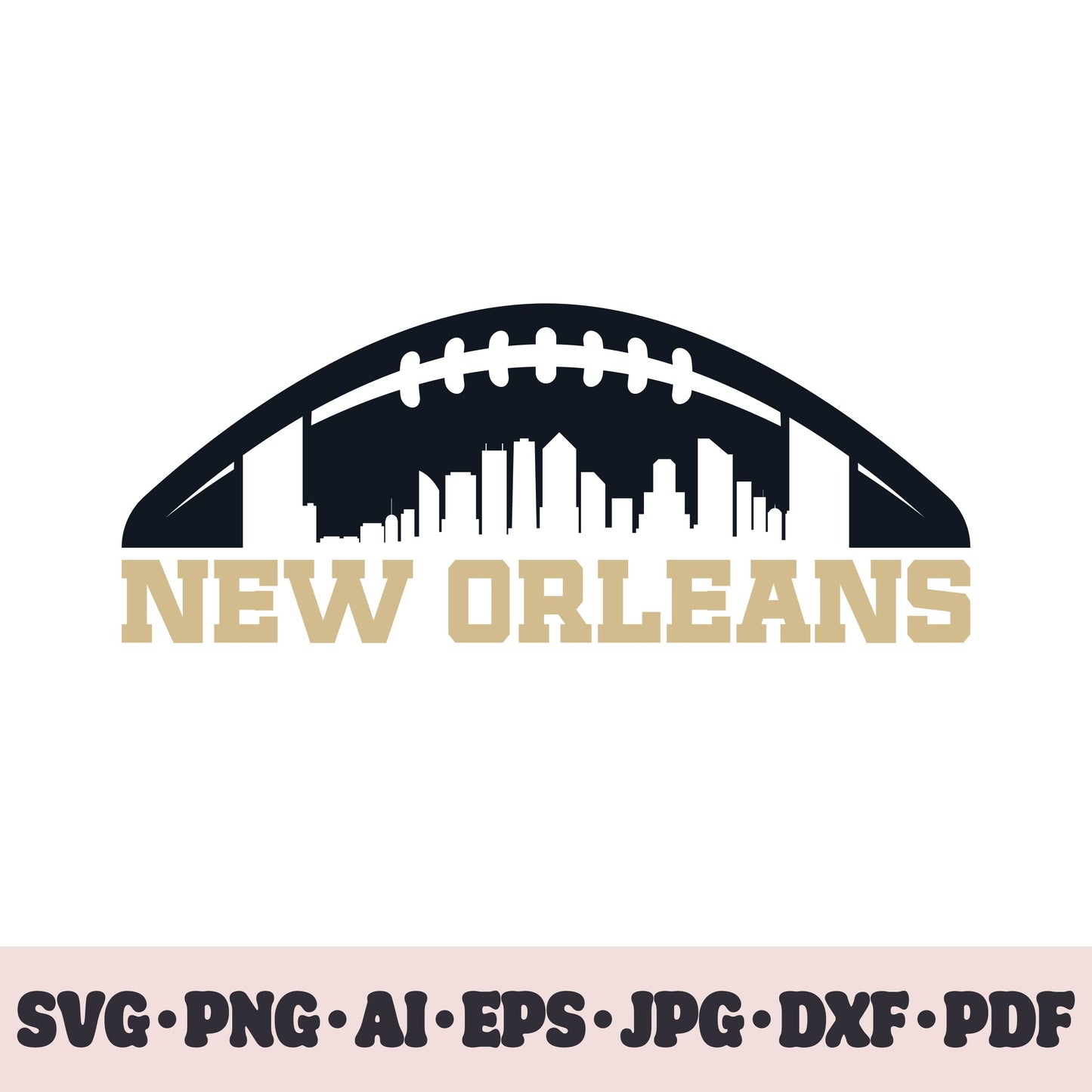 New Orleans Saints football team SVG Cricut cut file. Rugby PNG Clipart. Silhouette sublimation print. Sports fan image Ai, EPS, JPG, DXF, PDF.