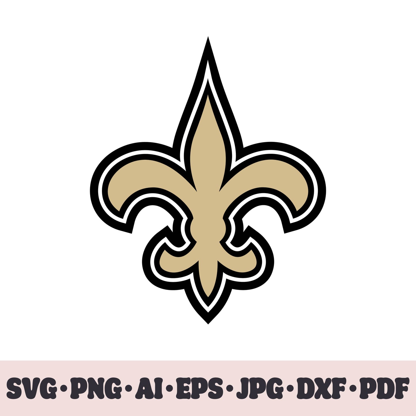 New Orleans Saints football team SVG Cricut cut file. Rugby PNG Clipart. Silhouette sublimation print. Sports fan image Ai, EPS, JPG, DXF, PDF. Logotype.