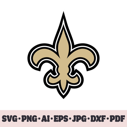 New Orleans Saints football team SVG Cricut cut file. Rugby PNG Clipart. Silhouette sublimation print. Sports fan image Ai, EPS, JPG, DXF, PDF. Logotype.