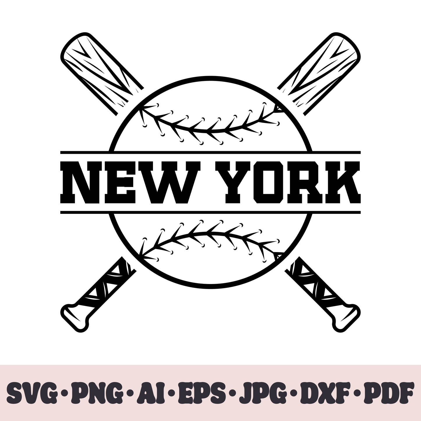 New York Yankees baseball team SVG Cricut cut file. PNG Clipart. Silhouette sublimation print. Sports fan image Ai, EPS, JPG, DXF, PDF.