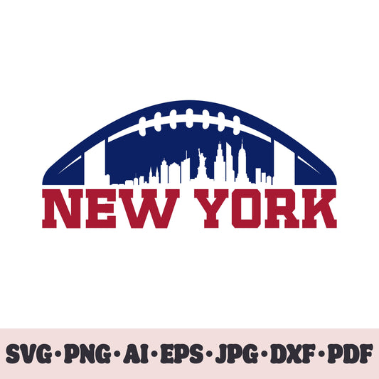 New York Giants football team SVG Cricut cut file. Rugby PNG Clipart. Silhouette sublimation print. Sports fan image Ai, EPS, JPG, DXF, PDF.