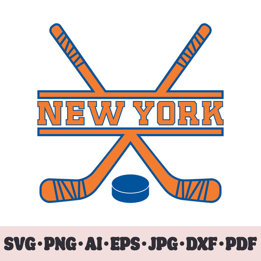 New York Islanders hockey team SVG Cricut cut file. Hockey on ice PNG Clipart. Silhouette sublimation print. Sports fan image Ai, EPS, JPG, DXF, PDF.