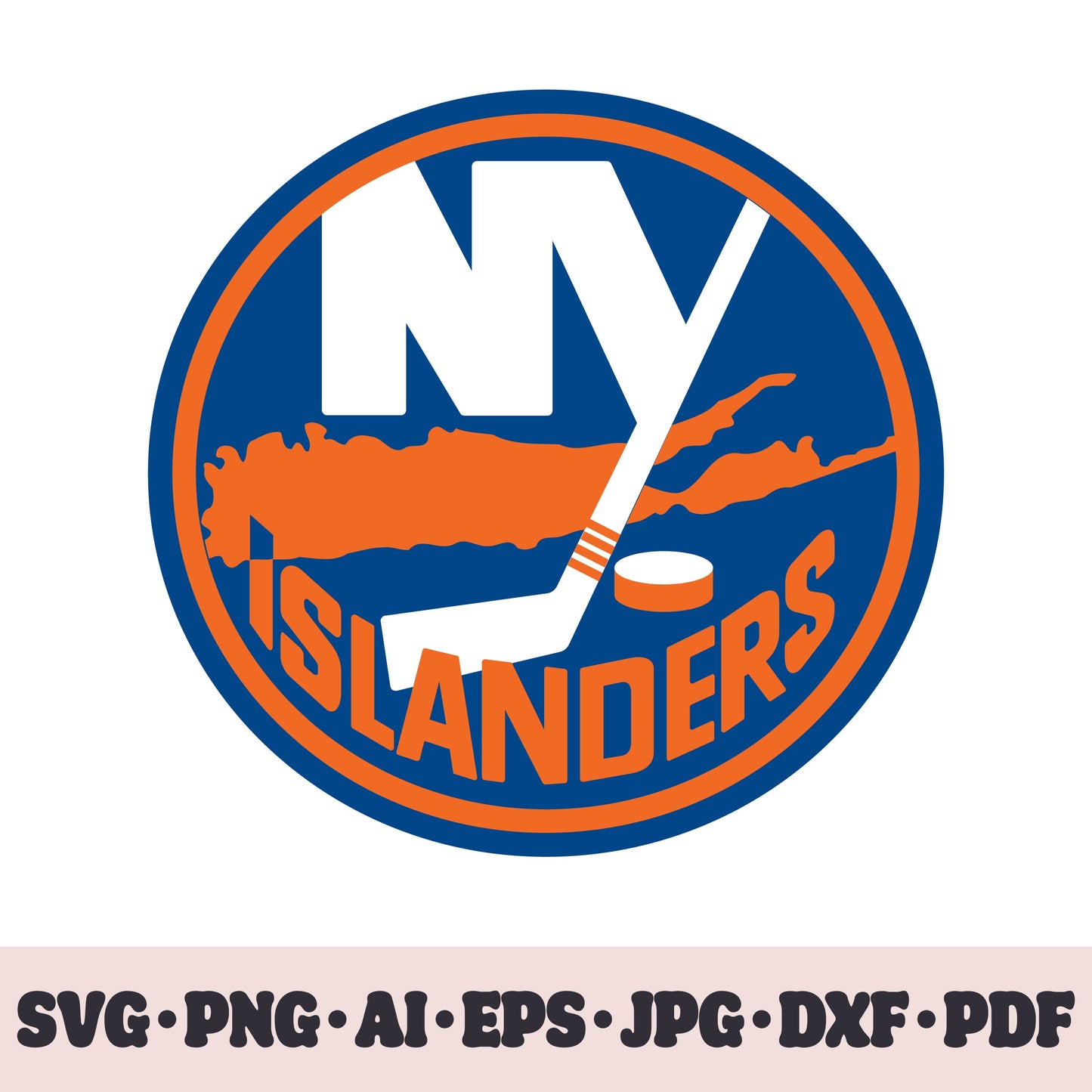 New York Islanders hockey team SVG Cricut cut file. Hockey on ice PNG Clipart. Silhouette sublimation print. Sports fan image Ai, EPS, JPG, DXF, PDF. Logotype.