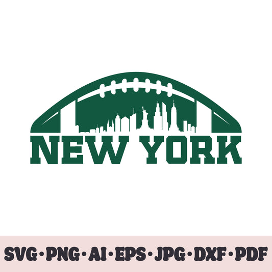 New York Jets football team SVG Cricut cut file. Rugby PNG Clipart. Silhouette sublimation print. Sports fan image Ai, EPS, JPG, DXF, PDF.