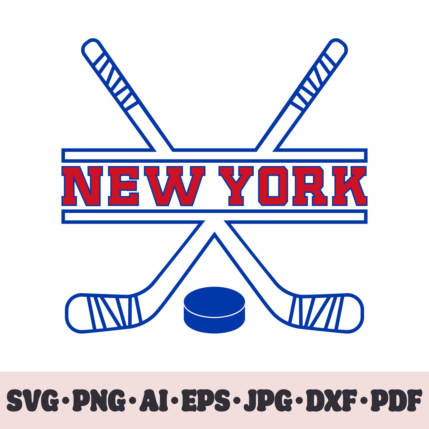 New York Rangers hockey team SVG Cricut cut file. Hockey on ice PNG Clipart. Silhouette sublimation print. Sports fan image Ai, EPS, JPG, DXF, PDF.