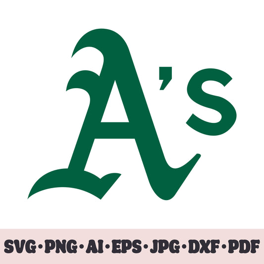 Oakland Athletics baseball team logo SVG Cricut cut file. PNG Clipart. Silhouette sublimation print. Sports fan image Ai, EPS, JPG, DXF, PDF. Logotype.