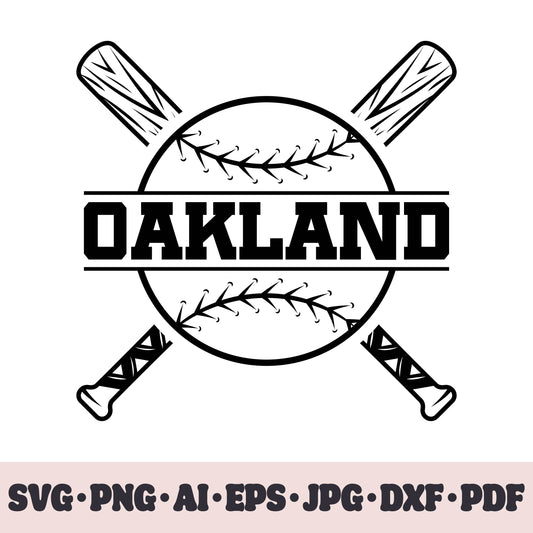 Oakland Athletics baseball team SVG Cricut cut file. PNG Clipart. Silhouette sublimation print. Sports fan image Ai, EPS, JPG, DXF, PDF.