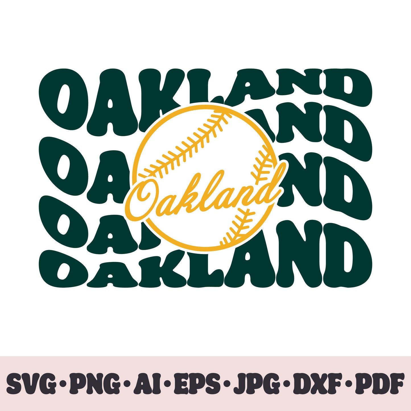 Oakland Athletics baseball team SVG Cricut cut file. PNG Clipart. Silhouette sublimation print. Sports fan image Ai, EPS, JPG, DXF, PDF.