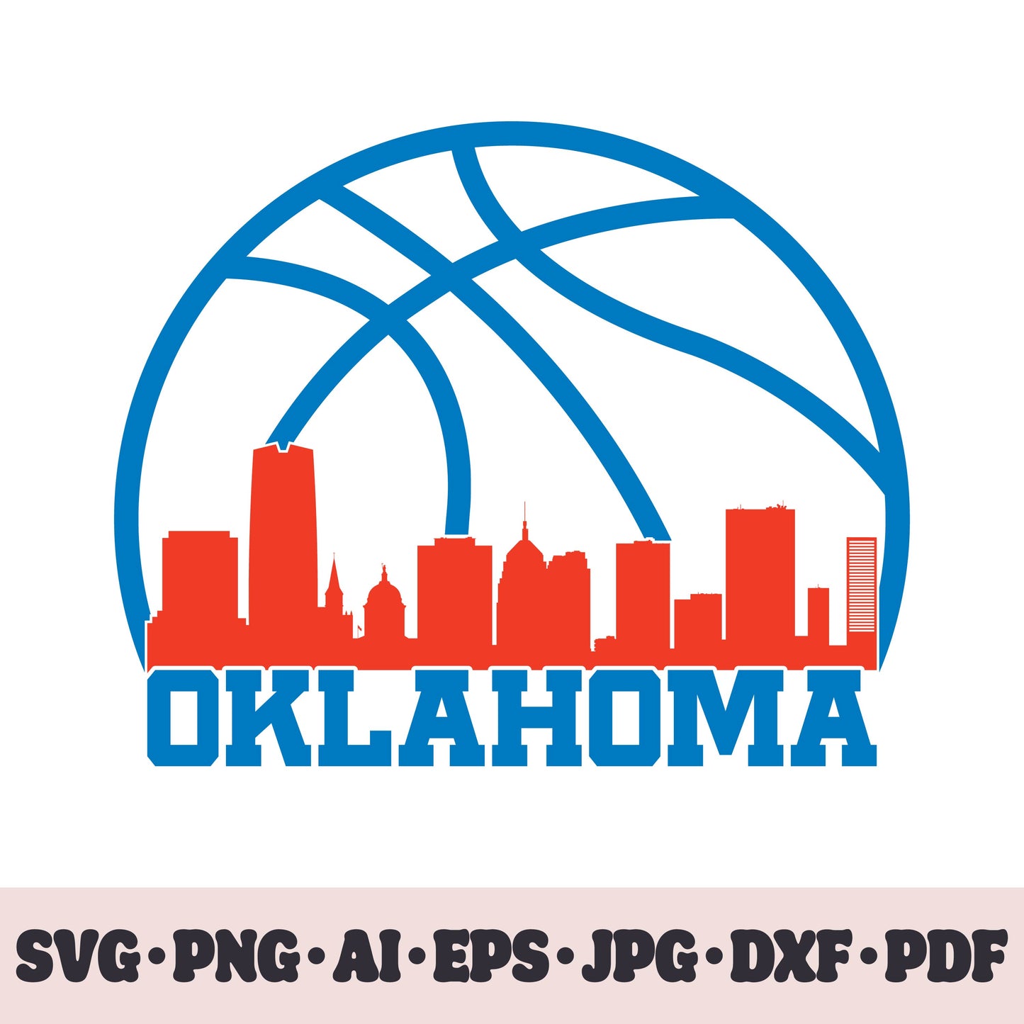 Oklahoma City Thunder basketball team SVG Cricut cut file. PNG Clipart. Silhouette sublimation print. Sports fan image Ai, EPS, JPG, DXF, PDF.