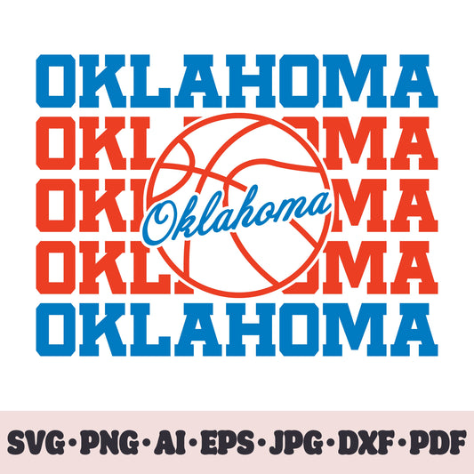 Oklahoma City Thunder basketball team SVG Cricut cut file. PNG Clipart. Silhouette sublimation print. Sports fan image Ai, EPS, JPG, DXF, PDF.