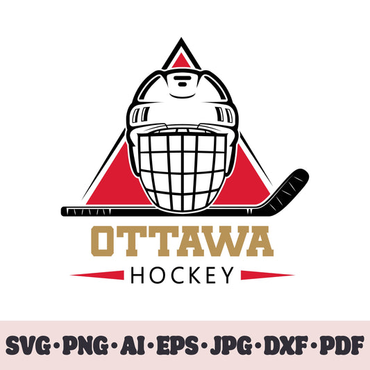 Ottawa Senators hockey team SVG Cricut cut file. Hockey on ice PNG Clipart. Silhouette sublimation print. Sports fan image Ai, EPS, JPG, DXF, PDF.