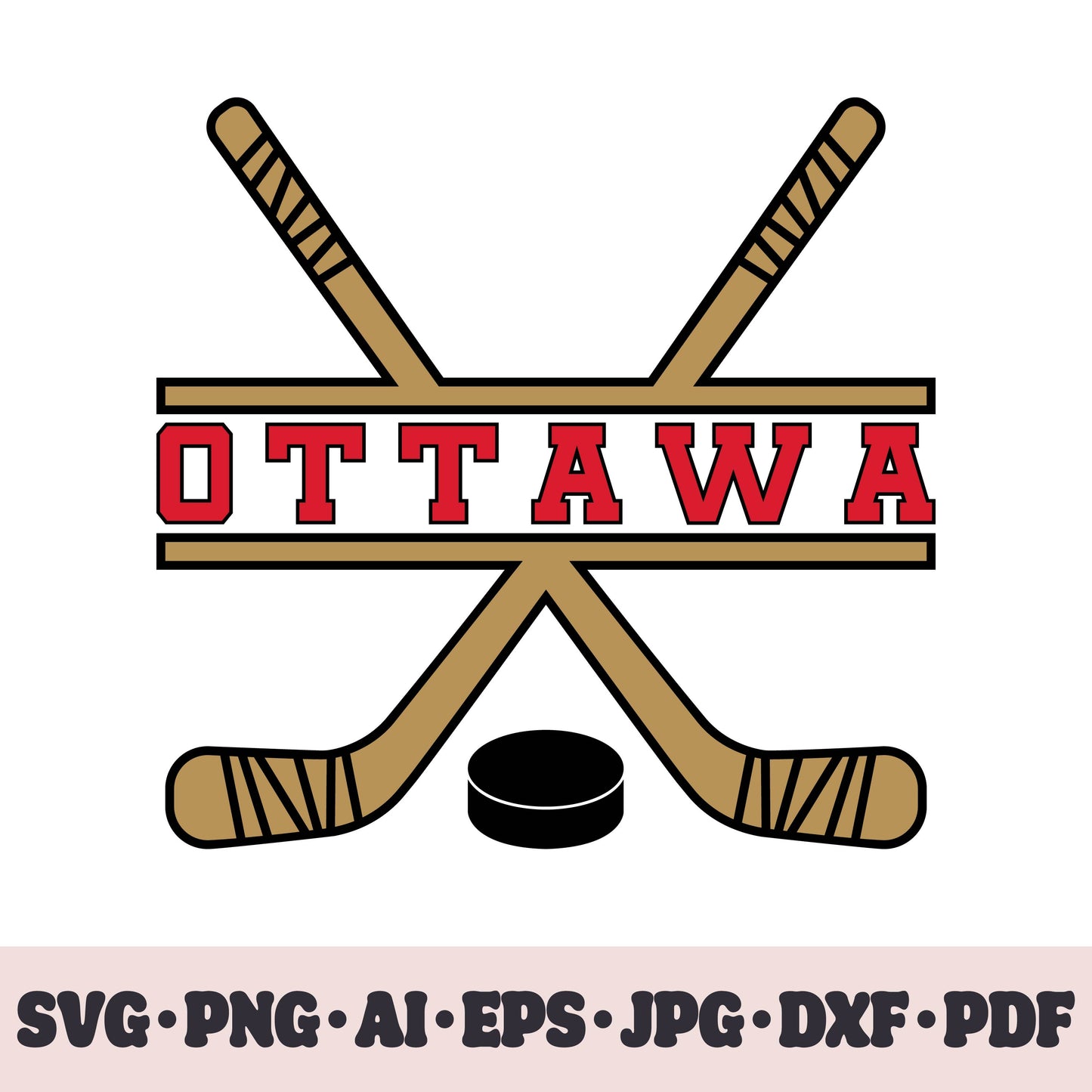 Ottawa Senators hockey team SVG Cricut cut file. Hockey on ice PNG Clipart. Silhouette sublimation print. Sports fan image Ai, EPS, JPG, DXF, PDF.