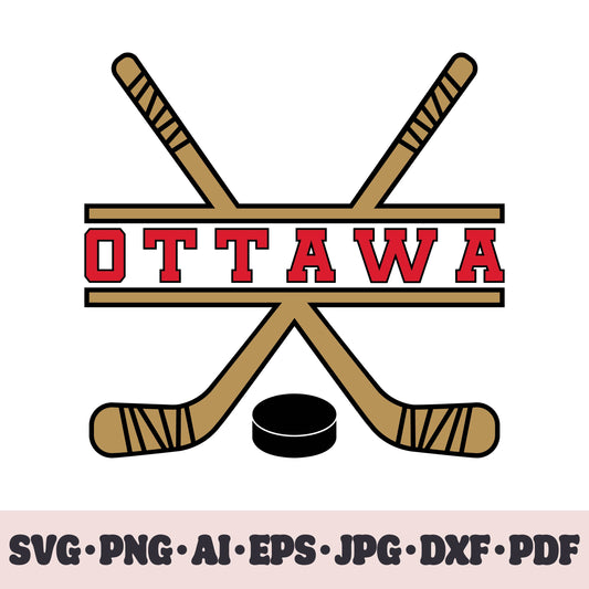 Ottawa Senators hockey team SVG Cricut cut file. Hockey on ice PNG Clipart. Silhouette sublimation print. Sports fan image Ai, EPS, JPG, DXF, PDF.