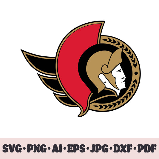 Ottawa Senators hockey team SVG Cricut cut file. Hockey on ice PNG Clipart. Silhouette sublimation print. Sports fan image Ai, EPS, JPG, DXF, PDF. Logotype.