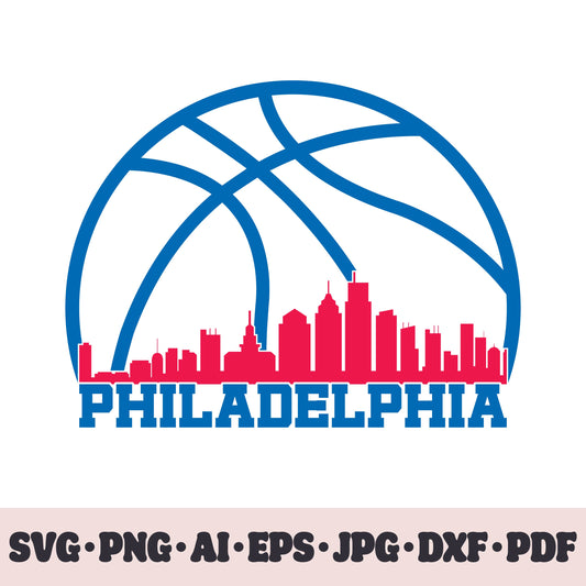 Philadelphia 76ers basketball team SVG Cricut cut file. PNG Clipart. Silhouette sublimation print. Sports fan image Ai, EPS, JPG, DXF, PDF.