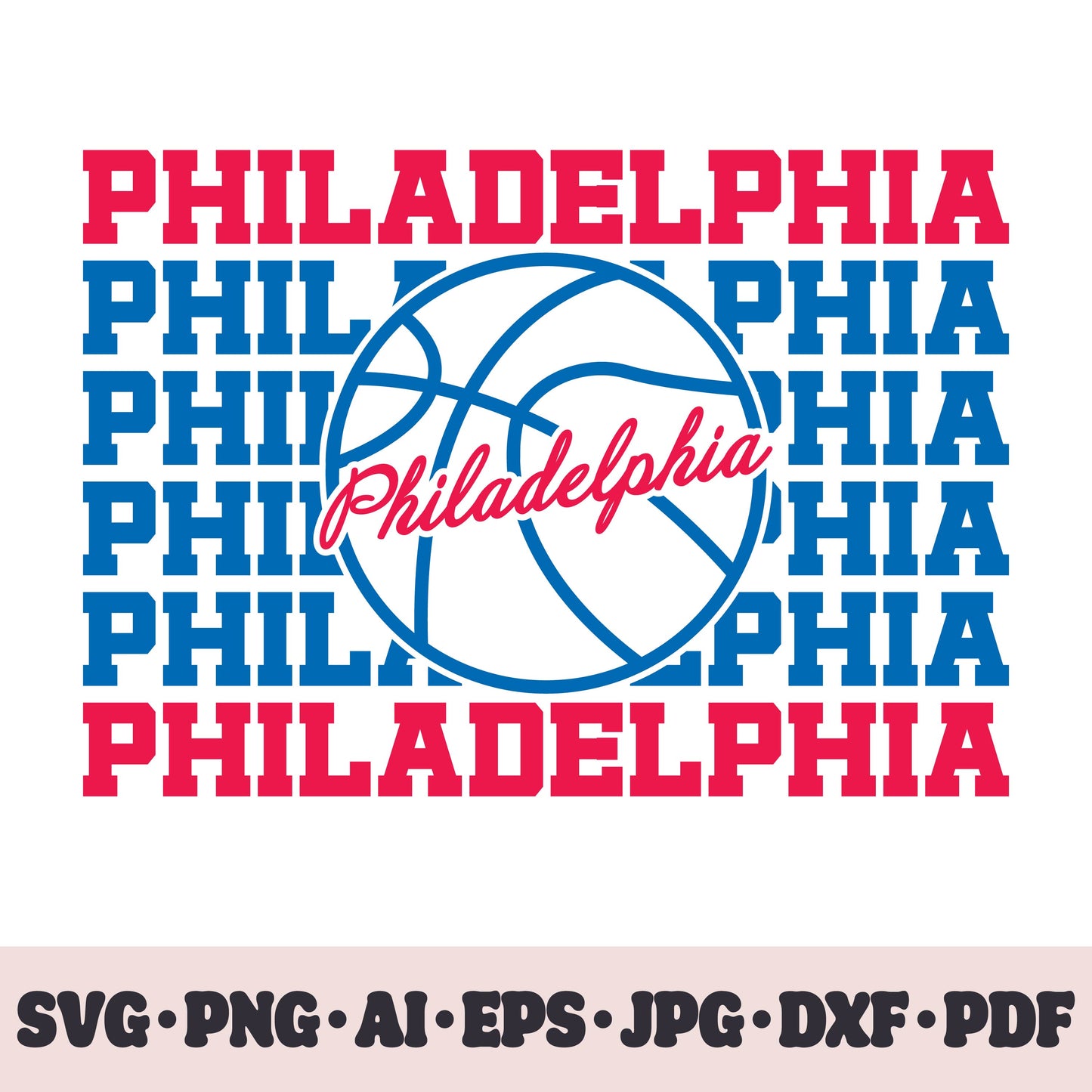 Philadelphia 76ers basketball team SVG Cricut cut file. PNG Clipart. Silhouette sublimation print. Sports fan image Ai, EPS, JPG, DXF, PDF.