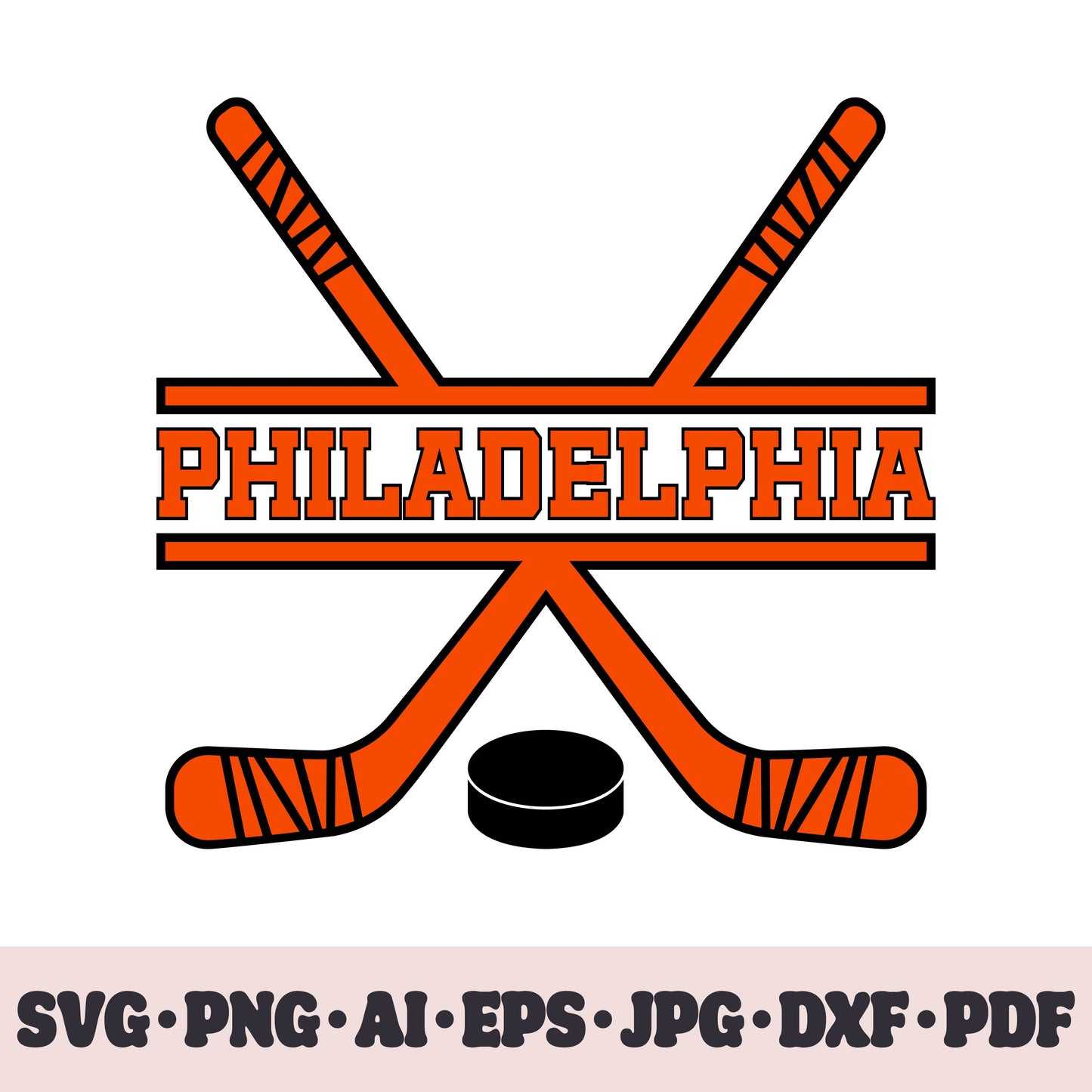 Philadelphia Flyers hockey team SVG Cricut cut file. Hockey on ice PNG Clipart. Silhouette sublimation print. Sports fan image Ai, EPS, JPG, DXF, PDF.