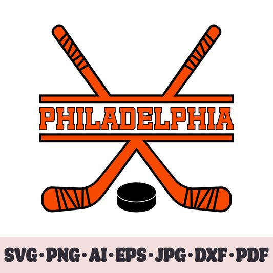 Philadelphia Flyers hockey team SVG Cricut cut file. Hockey on ice PNG Clipart. Silhouette sublimation print. Sports fan image Ai, EPS, JPG, DXF, PDF.