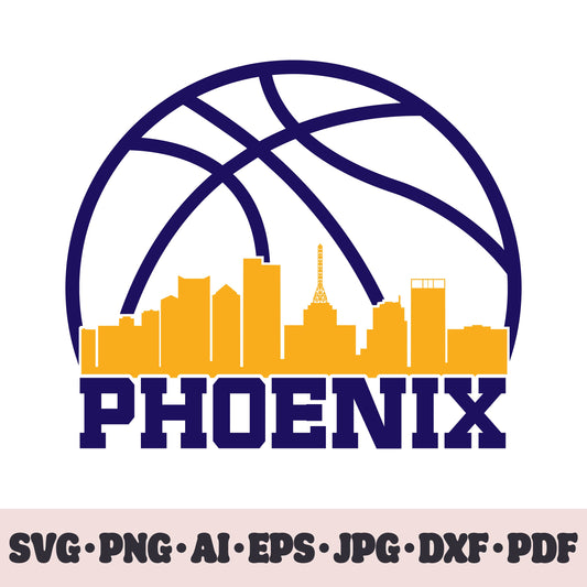 Phoenix Suns basketball team SVG Cricut cut file. PNG Clipart. Silhouette sublimation print. Sports fan image Ai, EPS, JPG, DXF, PDF.