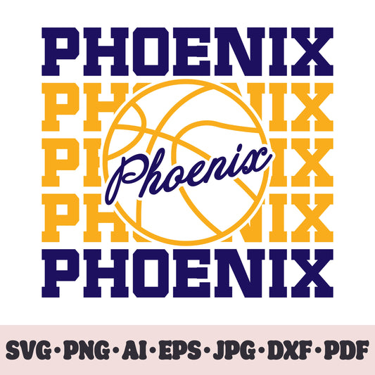 Phoenix Suns basketball team SVG Cricut cut file. PNG Clipart. Silhouette sublimation print. Sports fan image Ai, EPS, JPG, DXF, PDF.