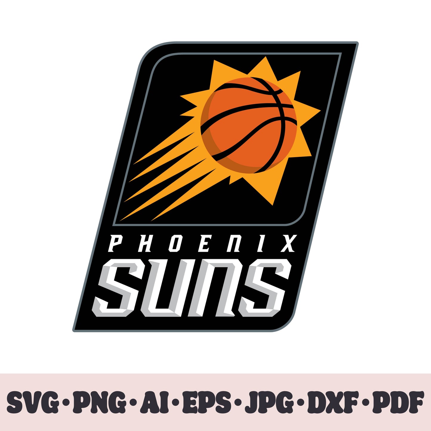 Phoenix Suns basketball team SVG Cricut cut file. PNG Clipart. Silhouette sublimation print. Sports fan image Ai, EPS, JPG, DXF, PDF.