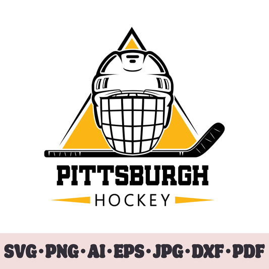 Pittsburgh Penguins hockey team SVG Cricut cut file. Hockey on ice PNG Clipart. Silhouette sublimation print. Sports fan image Ai, EPS, JPG, DXF, PDF.