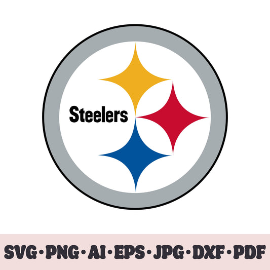 Pittsburgh Steelers football team SVG Cricut cut file. Rugby PNG Clipart. Silhouette sublimation print. Sports fan image Ai, EPS, JPG, DXF, PDF. Logotype.