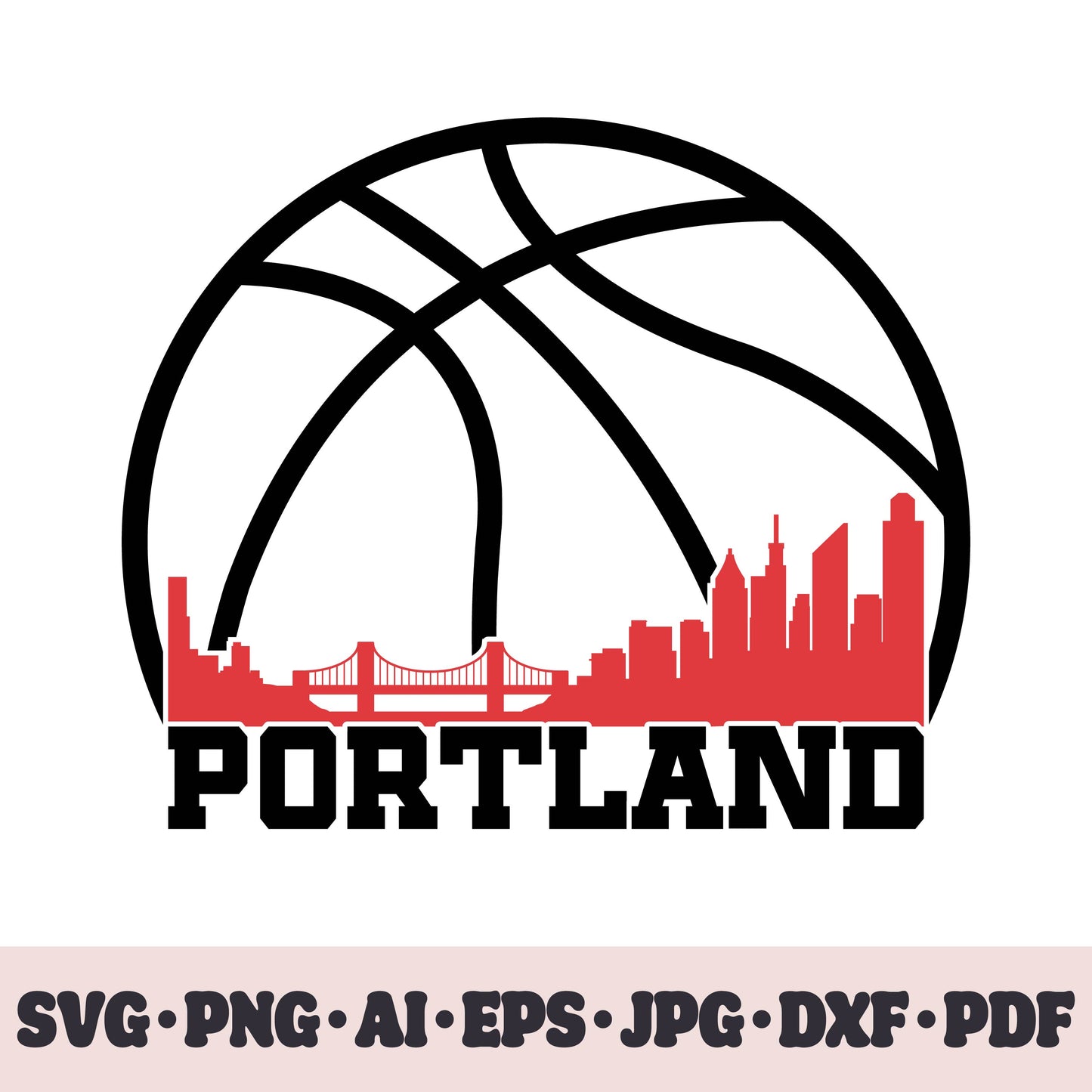 Portland Trail Blazers basketball team SVG Cricut cut file. PNG Clipart. Silhouette sublimation print. Sports fan image Ai, EPS, JPG, DXF, PDF.