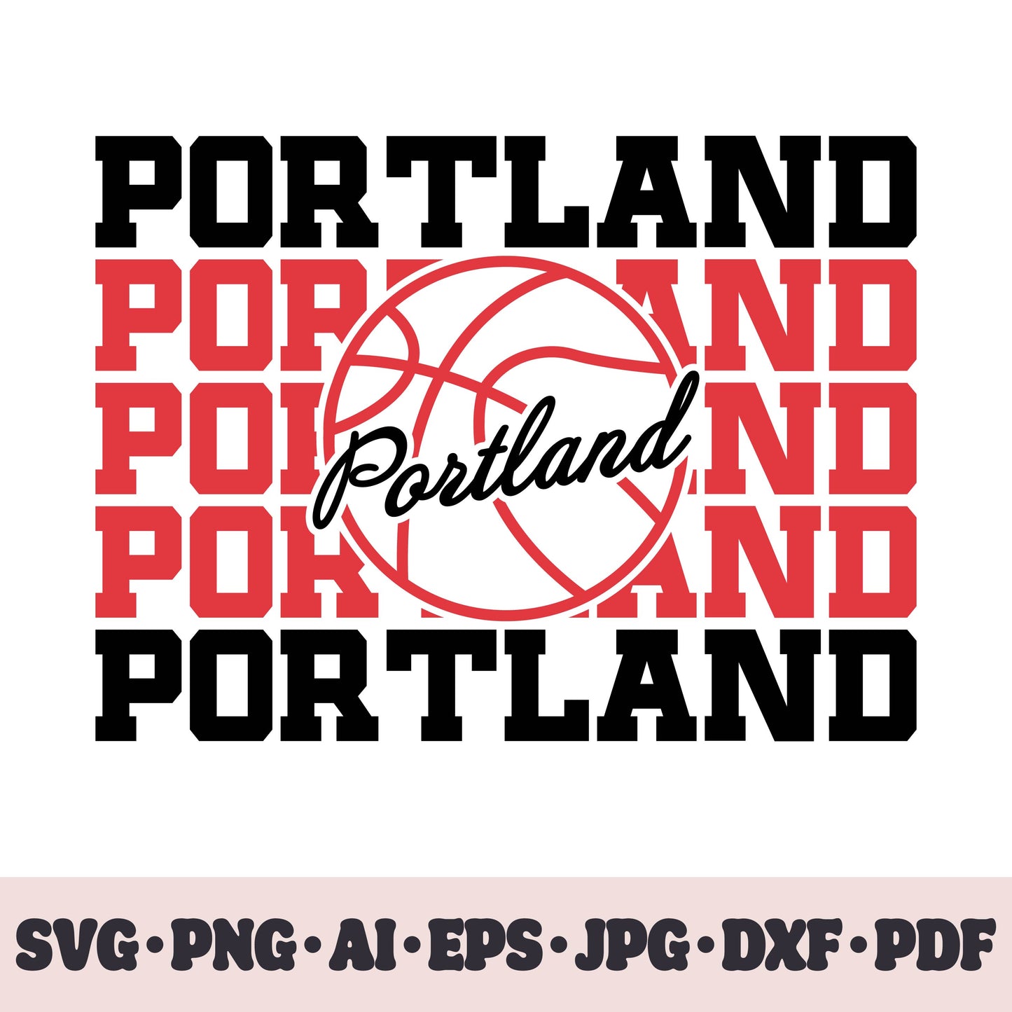 Portland Trail Blazers basketball team SVG Cricut cut file. PNG Clipart. Silhouette sublimation print. Sports fan image Ai, EPS, JPG, DXF, PDF.