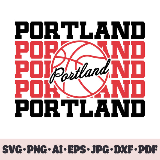 Portland Trail Blazers basketball team SVG Cricut cut file. PNG Clipart. Silhouette sublimation print. Sports fan image Ai, EPS, JPG, DXF, PDF.