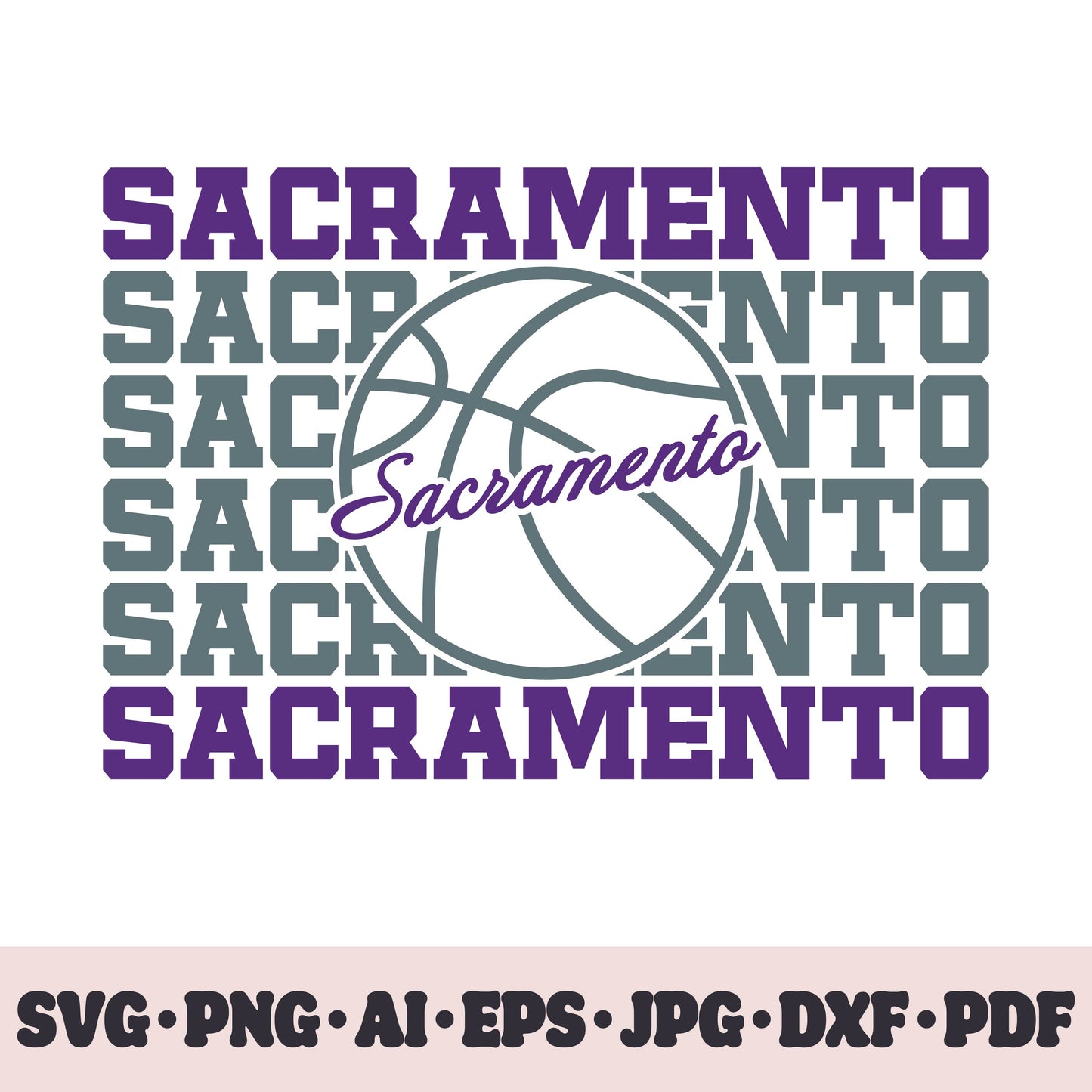 Sacramento Kings basketball team SVG Cricut cut file. PNG Clipart. Silhouette sublimation print. Sports fan image Ai, EPS, JPG, DXF, PDF.