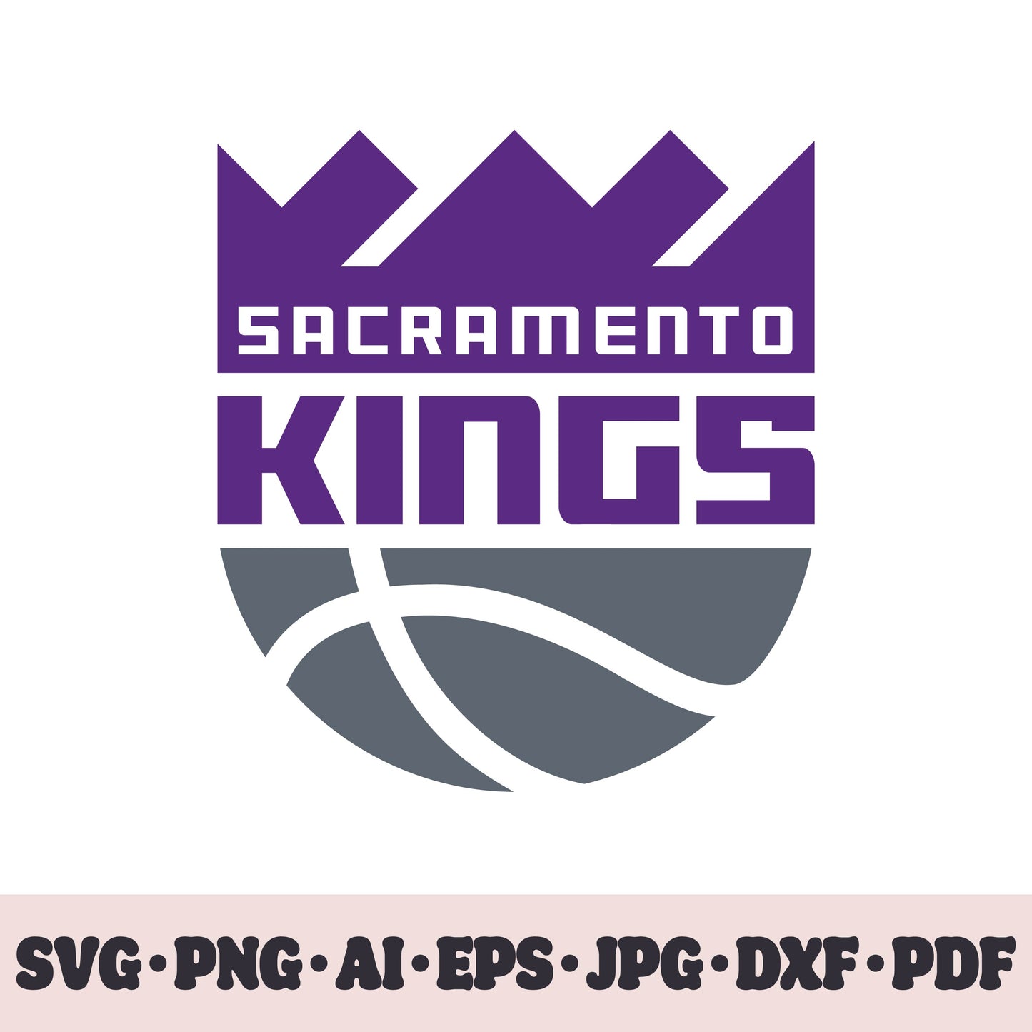 Sacramento Kings basketball team SVG Cricut cut file. PNG Clipart. Silhouette sublimation print. Sports fan image Ai, EPS, JPG, DXF, PDF.