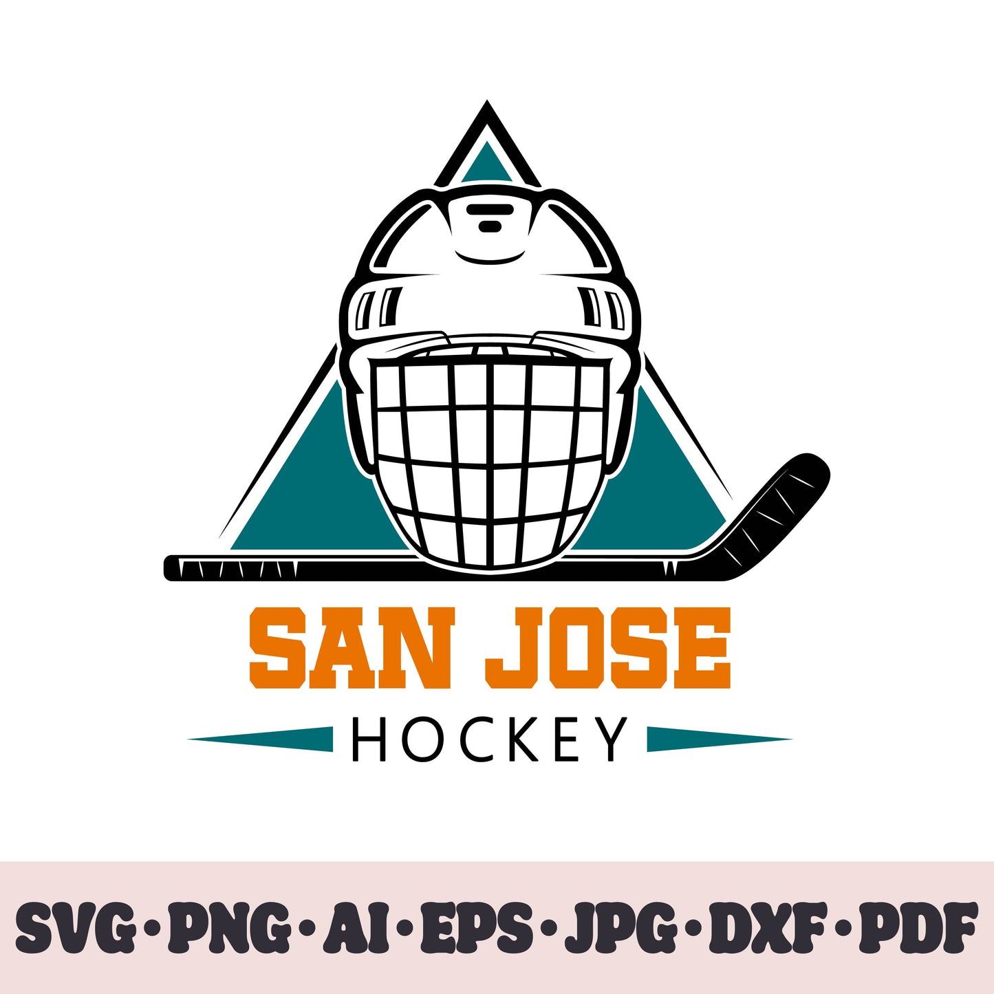 San Jose Sharks hockey team SVG Cricut cut file. Hockey on ice PNG Clipart. Silhouette sublimation print. Sports fan image Ai, EPS, JPG, DXF, PDF.