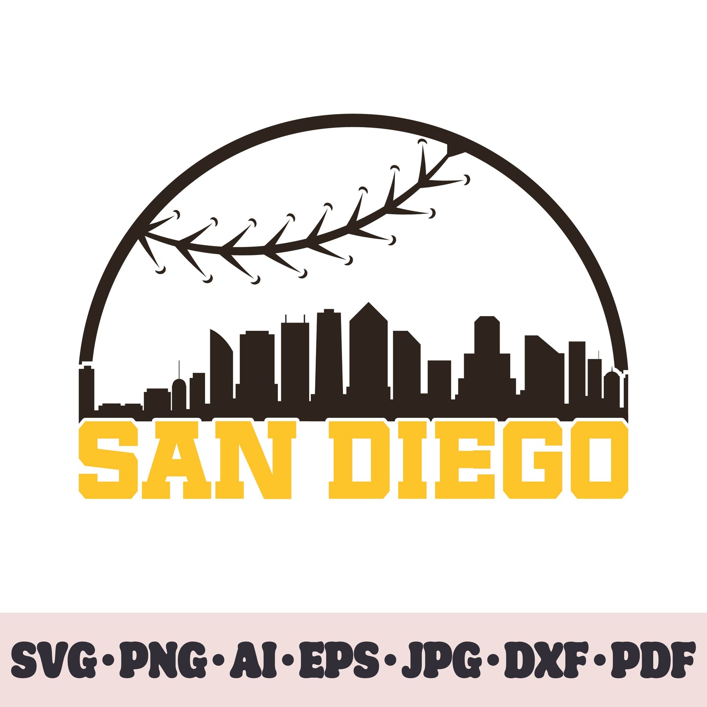 San Diego Padres baseball team SVG Cricut cut file. PNG Clipart. Silhouette sublimation print. Sports fan image Ai, EPS, JPG, DXF, PDF.