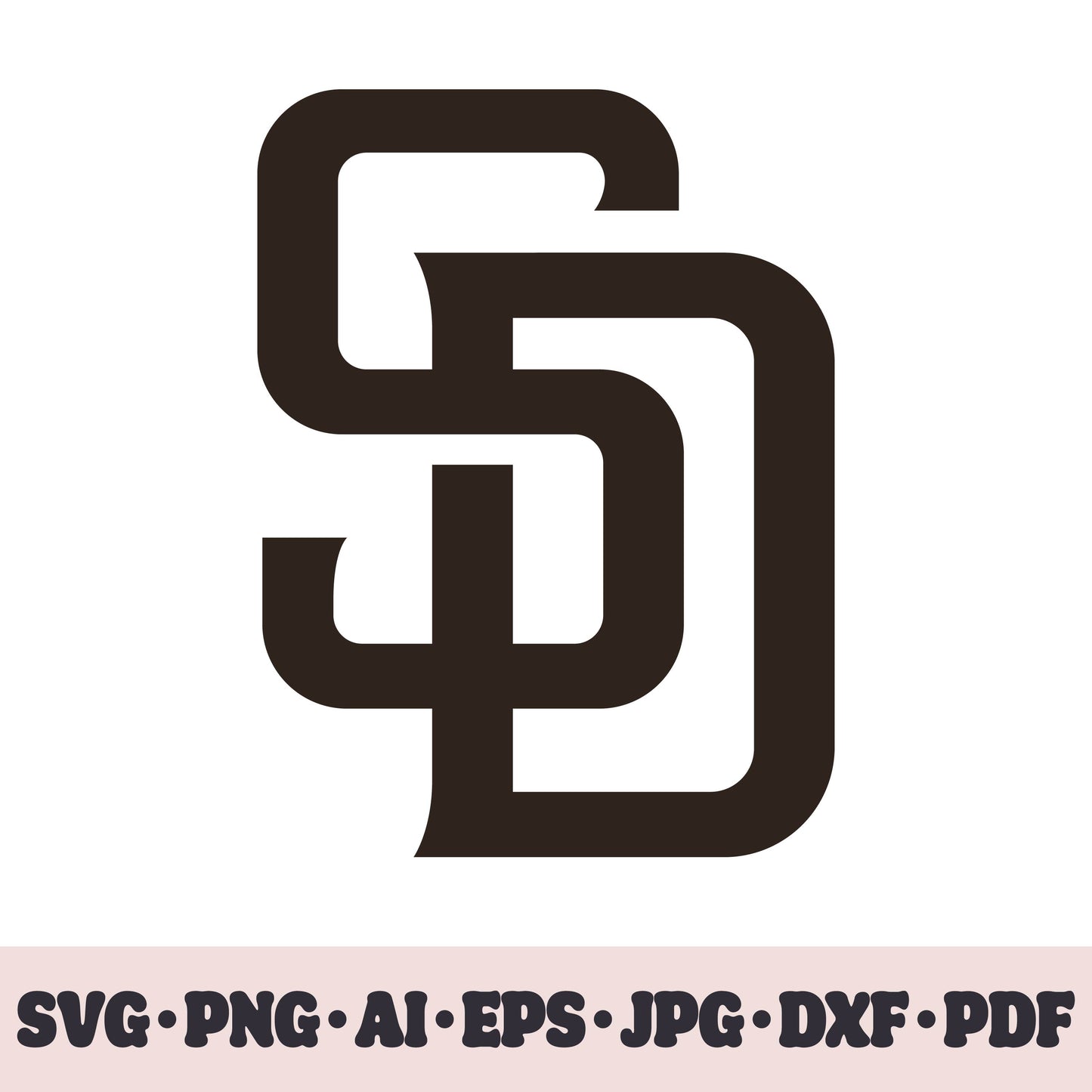 San Diego Padres baseball team logo SVG Cricut cut file. PNG Clipart. Silhouette sublimation print. Sports fan image Ai, EPS, JPG, DXF, PDF. Logotype.