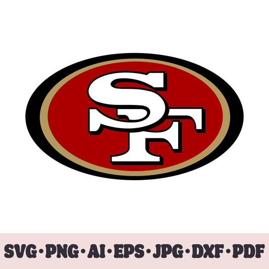 San Francisco 49ers football team SVG Cricut cut file. Rugby PNG Clipart. Silhouette sublimation print. Sports fan image Ai, EPS, JPG, DXF, PDF. Logotype.